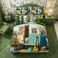 thumbnail image 1 of Manfei Kawaii Camper Fitted Sheet Full 3 Pieces,Cute Adventure Car Bed Set,Turquoise Green,1 Fitted Sheet and 2 Pillowcases, 1 of 6