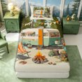 thumbnail image 1 of Manfei Kawaii Camper Twin Fitted Sheet 2 Pieces,Cute Adventure Car Bedding,White Green,1 Fitted Sheet and 1 Pillowcase, 1 of 4