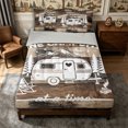 thumbnail image 1 of Manfei Kawaii Camper Zipper Full Size Comforter Sets with Fitted Sheet and 2 Pillowcases,Cartoon Adventure RV Accessories Zipper Bedding Set,Brown White,Reversible, 1 of 7