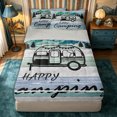 thumbnail image 1 of Manfei Kawaii Camper Zipper Full Size Comforter Sets with Fitted Sheet and 2 Pillowcases,Cute Adventure Car Zipper Bedding Set,Light Blue White,Reversible, 1 of 7