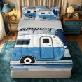 thumbnail image 1 of Manfei Kawaii Camper Zipper Twin Comforter Sets with Fitted Sheet and 2 Pillowcases,Cute Adventure Car Zipper Bedding Set,Light Blue White,Reversible, 1 of 7