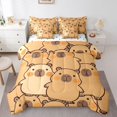 thumbnail image 1 of Manfei Kawaii Capybara 7-Piece Twin Bedding,Cute Animal Pattern Bedding Comforter Set,Brown,Polkadot Reversible, 1 of 7