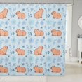 thumbnail image 1 of Manfei Kawaii Capybara Animal Shower Curtain 72Wx72L, Spring Blossoms Flower Shower Curtain 72Wx72L, Blue, 1 of 5