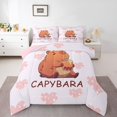 thumbnail image 1 of Manfei Kawaii Capybara Queen Comforter Set,Sweet Heart Print Comforter Sets Queen,Pink,Pink Reversible,3 Pieces,1 Comforter and 2 Pillowcases, 1 of 7