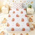 thumbnail image 1 of Manfei Kawaii Capybara Twin Fitted Sheet, Romantic Love Heart Bedding, White Tan, 2pcs, 1 Fitted Sheet and 1 Pillowcase, 1 of 6