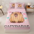 thumbnail image 1 of Manfei Kawaii Capybara Zipper Twin Comforter Sets with Fitted Sheet and 2 Pillowcases,Lovely Letter Print Zipper Bedding Set,Light Pink,Pink Reversible,4pcs, 1 of 8