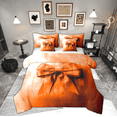 thumbnail image 1 of Manfei Kawaii Cartoon Bow-tie Bedding Comforter Set 7 Pieces for Kids, Princess Orange Ribbon Full Bedding Set, Fashion Bow Reversible Fitted Sheet Flat Sheet, Microfiber Bedroom Decor, 1 of 7