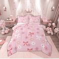 thumbnail image 1 of Manfei Kawaii Cartoon Ribbon Bedding Comforter Set, Blossoms Flower Floral Twin Comforter Sets, Teens Girls Kids Child Reversible Bedding Set, Lightweight Room Decor, 2 Pieces, 1 of 9