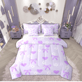 thumbnail image 1 of Manfei Kawaii Cartoon Ribbon Twin Bedding Sets 7-Piece, Blossoms Flower Floral Bedding Comforter Set, Teens Girls Kids Child Reversible Sheet Sets, Breathable Home Decor, 1 of 8