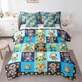 thumbnail image 1 of Manfei Kawaii Cartoon Robot Bedding Comforter Set 7pcs,Colorful Geometric Buffalo Queen Bedding Sets,Intelligent Machine Queen Sheet Sets For Boys Kids,Lightweight Room Decorative Reversible, 1 of 7