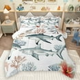 thumbnail image 1 of Homewish Kawaii Cartoon Shark Queen Comforter Set, Cute Marine Animal Sealife Bedding Sets, Ocean Theme Reversible Bedding Comforter Set, Luxury Bedroom Decor, 3pcs, 1 of 8