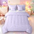 thumbnail image 1 of Manfei Kawaii Cartoon Stars 7-Piece King Bedding,Sprinkle Print King Bed in a Bag,Lavender Purple,Colorful Stars Reversible, 1 of 7