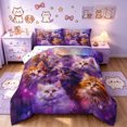 thumbnail image 1 of Manfei Kawaii Cat King Size Comforter Sets, Mystic Galaxy Kitten Comforters King Size, Purple, Polkadot Reversible, 3-Piece, 1 Comforter and 2 Pillowcases, 1 of 7