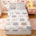 thumbnail image 1 of Manfei Kawaii Cat Lover Zipper Queen Comforter Set with Fitted Sheet and 2 Pillowcases, Sleep Kitten Zipper Bedding Set, Cream Tan, Polkadot Reversible, 4 Pieces, 1 of 7