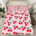 thumbnail image 1 of Manfei Kawaii Cherry 3pcs Twin Sheet Sets,Cartoon Fruit Twin Fitted Sheet,Red Pink Breathable Flat Sheet,Cute Room Decorative, 1 of 6