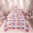 thumbnail image 1 of Manfei Kawaii Cherry Bedding Comforter Set for Kid, Cartoon Fruit Print Twin Comforter Sets, Pink Plum Buffalo Reversible Bedding Set, Super Cozy Room Decor, 2-Piece, 1 of 8
