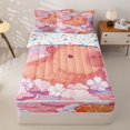 thumbnail image 1 of Manfei Kawaii Cherry Blossoms Zipper Twin Comforter Sets with Fitted Sheet and 2 Pillowcases,Lovely Capybara Zipper Bedding Set,Pink,Colorful Stars Reversible,4pcs, 1 of 8