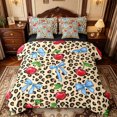 thumbnail image 1 of Manfei Kawaii Cherry Bowtie 7 Pieces Full Size Bedding Sets,Brown Leopard Pattern Full Size Bed in a Bag,Black Reversible, 1 of 7