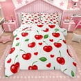 thumbnail image 1 of Manfei Kawaii Cherry Full Size Comforter Sets,Sweet Fruit Bedding Comforter Set,Red Heart Print Bedding Sets For Girl Teens,Breathable Home Decor Reversible,3 Pieces, 1 of 9