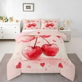 thumbnail image 1 of Manfei Kawaii Cherry Queen Comforter Set,Cartoon Heart Print Bedding Sets,Pink Red Bedding Comforter Set For Girls Kids,Luxury Bedroom Decor Reversible,3-Piece, 1 of 7