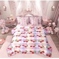 thumbnail image 1 of Manfei Kawaii Cherry Twin Bedding Sets 7-Piece for Kid, Cartoon Fruit Print Bedding Comforter Set, Pink Plum Buffalo Reversible Sheet Sets, Super Cozy Room Decor, 1 of 7