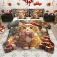 thumbnail image 1 of Manfei Kawaii Christmas Cat 7 Pieces Bedding Comforter Set for Kids, Cute Cartoon Kitten Full Bedding Set, Magic Xmas Gift Reversible Fitted Sheet Flat Sheet, Luxury Bedroom Decor, 1 of 7