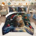 thumbnail image 1 of Manfei Kawaii Christmas Cat Full Size Comforter Sets for Child, Winter Xmas Tree Bedding Comforter Set, Happy New Year Reversible Bedding Sets, Super Cozy Room Decor, 3 Pieces, 1 of 8