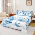 thumbnail image 1 of Manfei Kawaii Christmas Snowman Twin Sheet Sets,Merry Xmas Twin Fitted Sheet,White Blue Flat Sheet For Kids,Microfiber Bedroom Decor,3pcs, 1 of 7