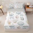 thumbnail image 1 of Manfei Kawaii Coquette Bow Zipper Twin Comforter Sets with Fitted Sheet and 2 Pillowcases,Cartoon Sea Seashell Zipper Bedding Set,White,Light Gray Reversible,4pcs, 1 of 8