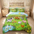 thumbnail image 1 of Manfei Kawaii Cow Horse Dog Duck Queen Comforter Set 3 Pieces,Cartoon Farm Animal Comforter Sets Queen,Green Blue,1 Comforter and 2 Pillowcases,Reversible, 1 of 6