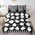 thumbnail image 1 of Manfei Kawaii Cute Ghost Bedding Comforter Set 7 Pieces for Kids, Sugar Halloween Style Full Bedding Set, Gothic Cartoon Reversible Fitted Sheet Flat Sheet, Microfiber Bedroom Decor, 1 of 7