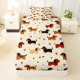 thumbnail image 1 of Manfei Kawaii Dachshund Twin Fitted Sheet, Cute Lover Heart Bedding, Cream, 2 Pieces, 1 Fitted Sheet and 1 Pillowcase, 1 of 6