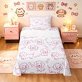 thumbnail image 1 of Manfei Kawaii Dachshund Twin Sheets, Simple Bone Print Bedding, White Magenta, 3-Piece, 1 Flat Sheet, 1 Fitted Sheet and 1 Pillowcase, 1 of 6