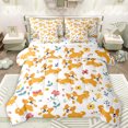 thumbnail image 1 of Manfei Kawaii Dalmatian Pug Bedding Comforter Set 7 Pieces for Kids, Cartoon Dog Lover Full Bedding Set, Blossoms Flower Floral Reversible Fitted Sheet Flat Sheet, Breathable Home Decor, 1 of 7