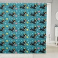 thumbnail image 1 of Manfei Kawaii Dalmatian Shower Curtain 72Wx84L, Flower Dachshund Bathroom Shower Curtain, Teal Black, 1 of 5