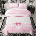 thumbnail image 1 of Manfei Kawaii Damask Bow Twin Quilt Set 2 Pieces,Dreamy Princess Twin Coverlet Set,1 Bedspread and 1 Pillowcase, 1 of 7