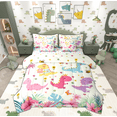 thumbnail image 1 of Manfei Kawaii Dinosaur Kids Bedding Comforter Set 7 Pieces, Cartoon Palm Plant Full Bedding Set, Rustic Flower Floral Reversible Fitted Sheet Flat Sheet, Lightweight Room Decor, 1 of 8