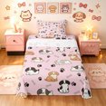 thumbnail image 1 of Manfei Kawaii Dog Twin Sheets, Puppy Paw Print Bedding, Pink, 3pcs, 1 Flat Sheet, 1 Fitted Sheet and 1 Pillowcase, 1 of 6
