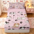 thumbnail image 1 of Manfei Kawaii Dog Zipper Twin Comforter Sets with Fitted Sheet and 2 Pillowcases, Puppy Paw Print Zipper Bedding Set, Pink, Pink Reversible, 4pcs, 1 of 7
