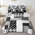 thumbnail image 1 of Manfei Kawaii Dot Pattern 7pcs Bedding Comforter Set,White Wave Point Queen Bedding Sets,Black Geometric Grid Queen Sheet Sets For Girl,Super Cozy Room Decor Reversible, 1 of 8