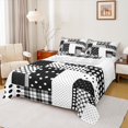 thumbnail image 1 of Manfei Kawaii Dot Pattern Bed Sheets,White Wave Point King Sheets,Black Geometric Grid Sheet Set For Girl,Super Cozy Room Decor,4 Pieces, 1 of 7