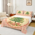 thumbnail image 1 of Manfei Kawaii Dreamy Tree Twin Sheet Sets, Winter Christmas Twin Fitted Sheet, Vintage Pink Plaid Flat Sheet, Breathable Home Decor, 3pcs, 1 of 7