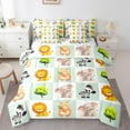 thumbnail image 1 of Manfei Kawaii Elephant Lions 7 Pieces Bedding Comforter Set,Wild Zebra Bear Full Bedding Set,Green White Plaid Fitted Sheet Flat Sheet For Boys Teens,Ultra Soft Home Decor Reversible, 1 of 8