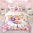 thumbnail image 1 of Manfei Kawaii Elf 7-Piece Twin Bedding Sets,Cute Daisy Floral Bedding Comforter Set,Colorful Cartoon Wings Sheet Sets For Kids,Breathable Home Decor Reversible, 1 of 8