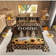 thumbnail image 1 of Manfei Kawaii Fall Gnome Full Size Comforter Sets, Brown Leopard Cheetah Print Bedding Comforter Set, Autumn Sunflower Bedding Sets, Microfiber Bedroom Decor, 3pcs, 1 of 8