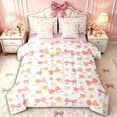 thumbnail image 1 of Manfei Kawaii Floral Bow Twin Bedding Sets 7-Piece for Kids Girls,Teens Chic Flowers Bowknot Bedding Comforter Set,Pink Reversible,Luxury Bedroom Decor, 1 of 7