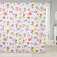 thumbnail image 1 of Manfei Kawaii Floral Bowtie Shower Curtain 72Wx72L,Cute Cartoon Themed Bathroom Curtain,White Pink, 1 of 5