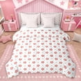 thumbnail image 1 of Homewish Kawaii Flower Floral Bedding Comforter Set 7pcs for Child, Chic Fashion Polkadots Queen Bedding Sets, Cute Cartoon Reversible Queen Sheet Sets, Super Cozy Room Decor, 1 of 7