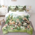 thumbnail image 1 of Manfei Kawaii Fox 7-Piece Twin Bedding,Cute Bear Print Bedding Comforter Set,Green,Reversible, 1 of 7