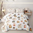 thumbnail image 1 of Manfei Kawaii Fox Bed Spread Queen,Woodland Animals Queen Coverlet Set,White,3 Pieces, 1 of 7